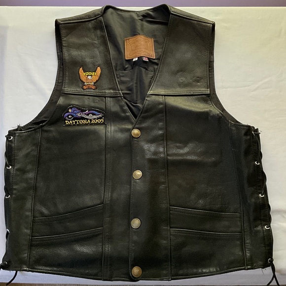 Walter Dyer Other - Walter Dyer Genuine Leather Biker Vest with Buffalo Nickel Snaps
